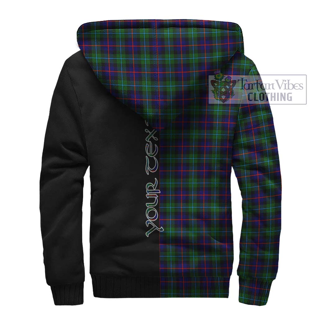 Tartan Vibes Clothing Campbell of Cawdor Modern Tartan Sherpa Hoodie with Family Crest and Half Of Me Style