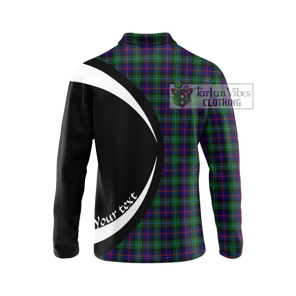 Tartan Vibes Clothing Campbell of Cawdor Modern Tartan Long Sleeve Polo Shirt with Family Crest Circle Style