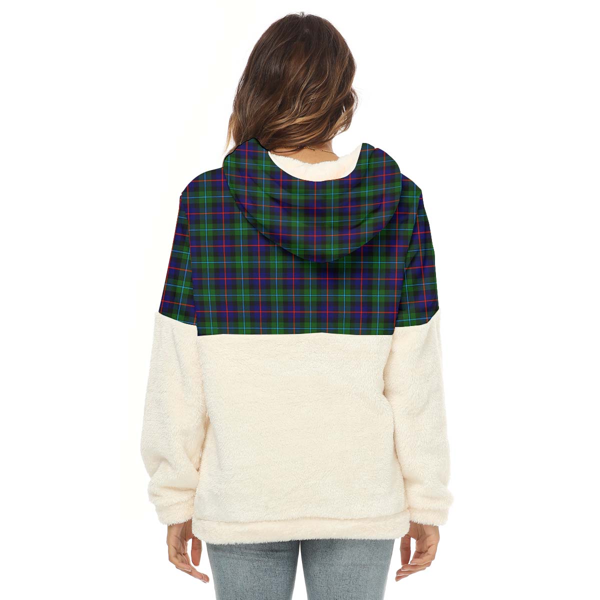 Campbell of Cawdor Modern Tartan Women's Borg Fleece Hoodie With Half Zip - Tartanvibesclothing