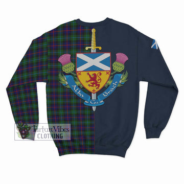 Campbell of Cawdor Modern Tartan Sweatshirt with Scottish Lion Royal Arm Half Style