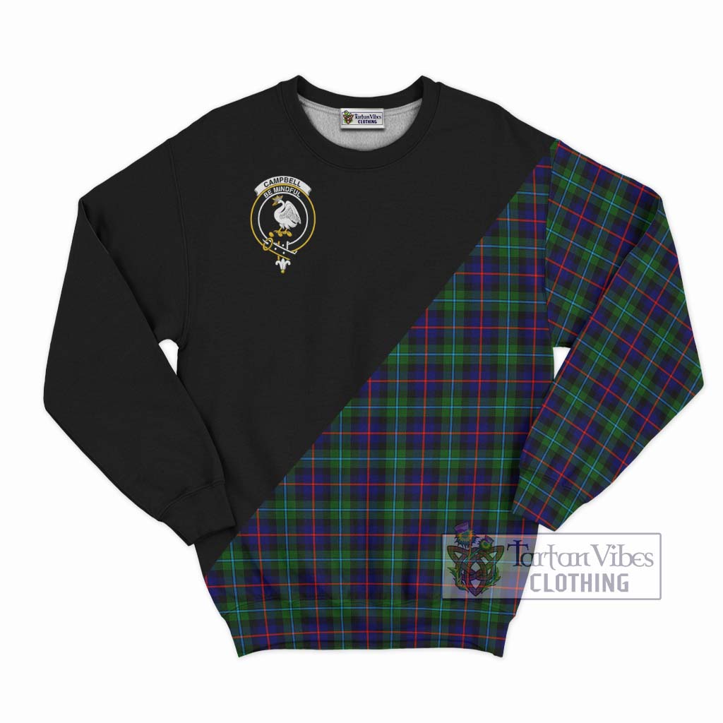 Tartan Vibes Clothing Campbell of Cawdor Modern Tartan Sweatshirt with Family Crest and Military Logo Style