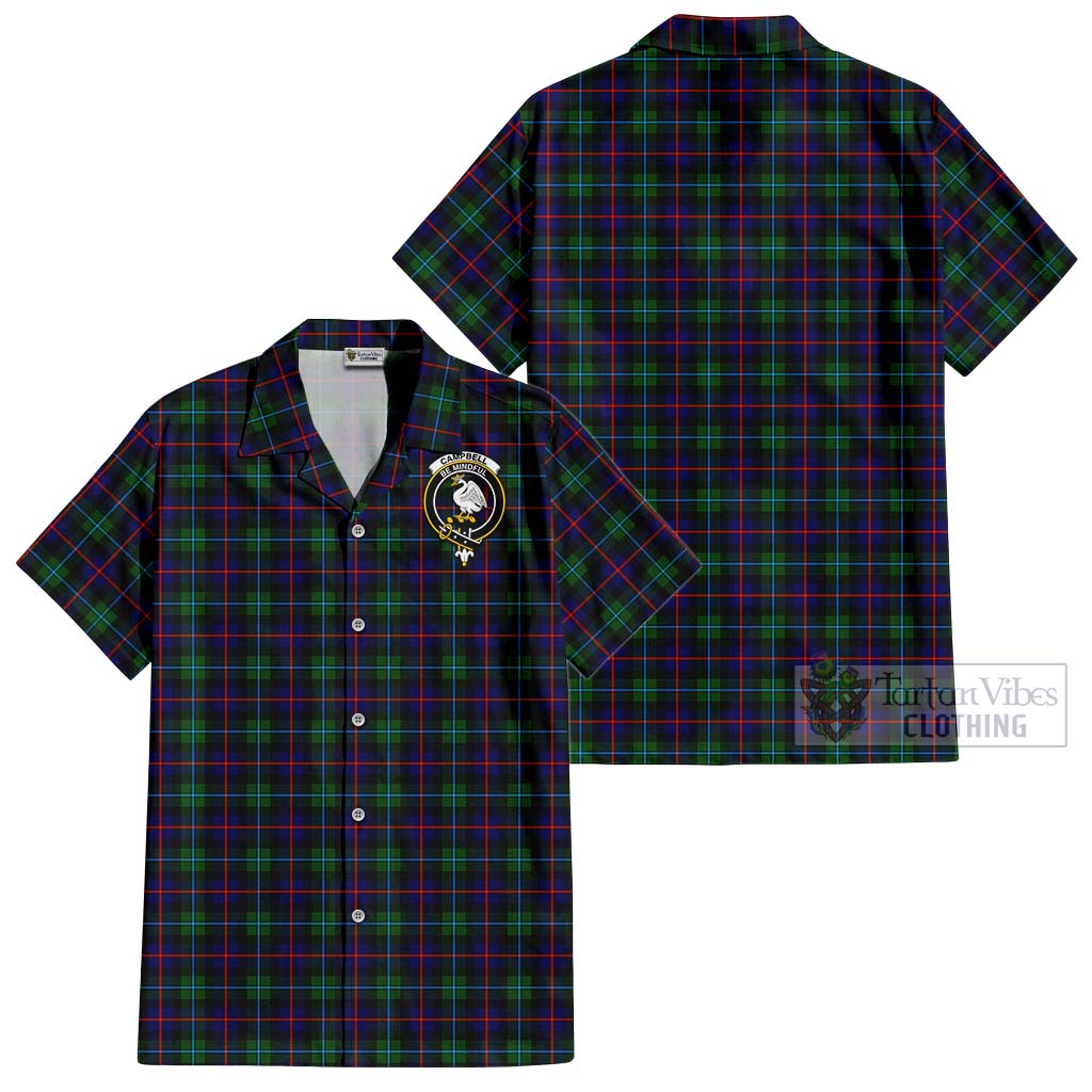 Tartan Vibes Clothing Campbell of Cawdor Modern Tartan Cotton Hawaiian Shirt with Family Crest