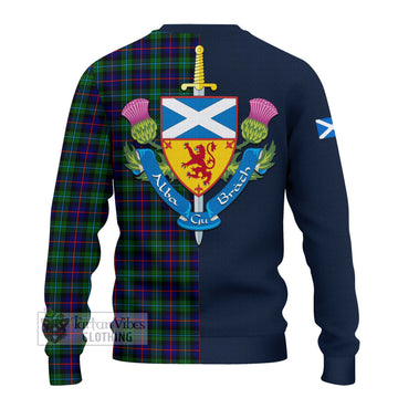 Campbell of Cawdor Modern Tartan Knitted Sweater with Scottish Lion Royal Arm Half Style