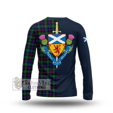 Campbell of Cawdor Modern Tartan Long Sleeve T-Shirt with Scottish Lion Royal Arm Half Style