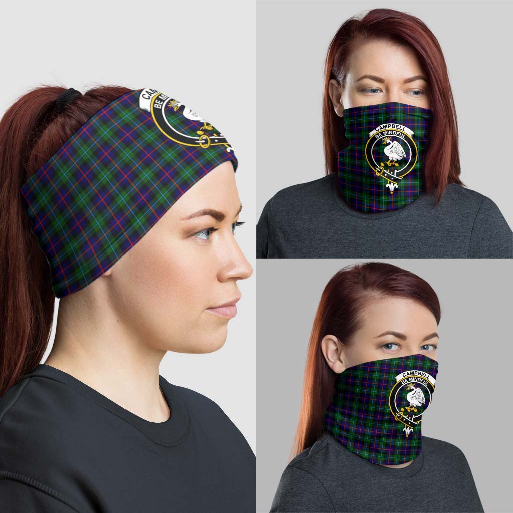 Campbell of Cawdor Modern Tartan Neck Gaiters, Tartan Bandanas, Tartan Head Band with Family Crest