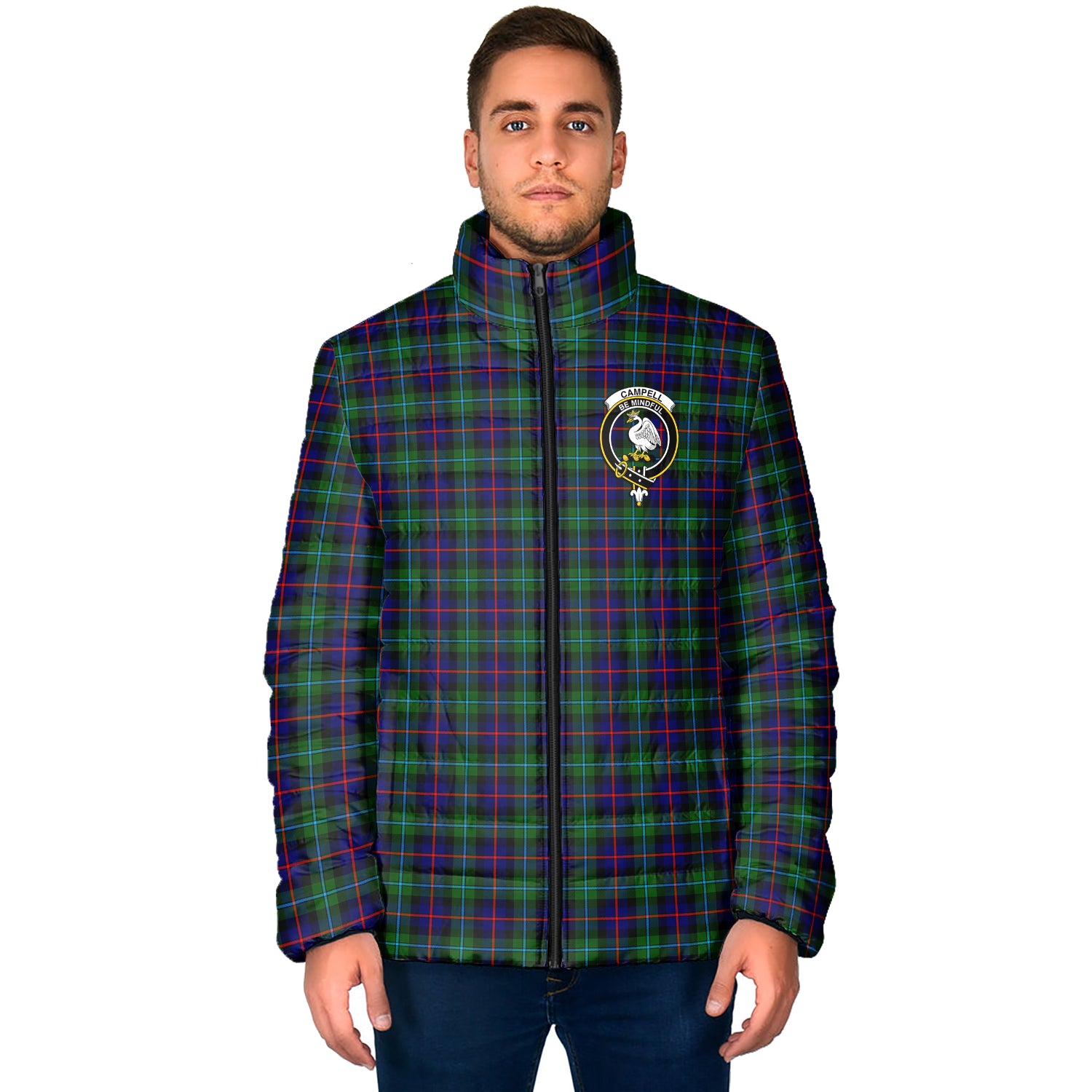 Campbell of Cawdor Modern Tartan Padded Jacket with Family Crest - Tartan Vibes Clothing