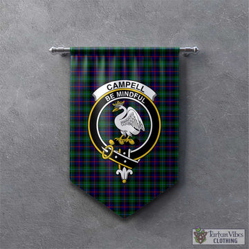 Campbell of Cawdor Modern Tartan Gonfalon, Tartan Banner with Family Crest