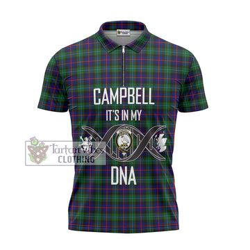 Campbell of Cawdor Modern Tartan Zipper Polo Shirt with Family Crest DNA In Me Style