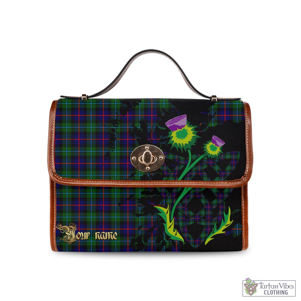 Tartan Vibes Clothing Campbell of Cawdor Modern Tartan Waterproof Canvas Bag with Scotland Map and Thistle Celtic Accents