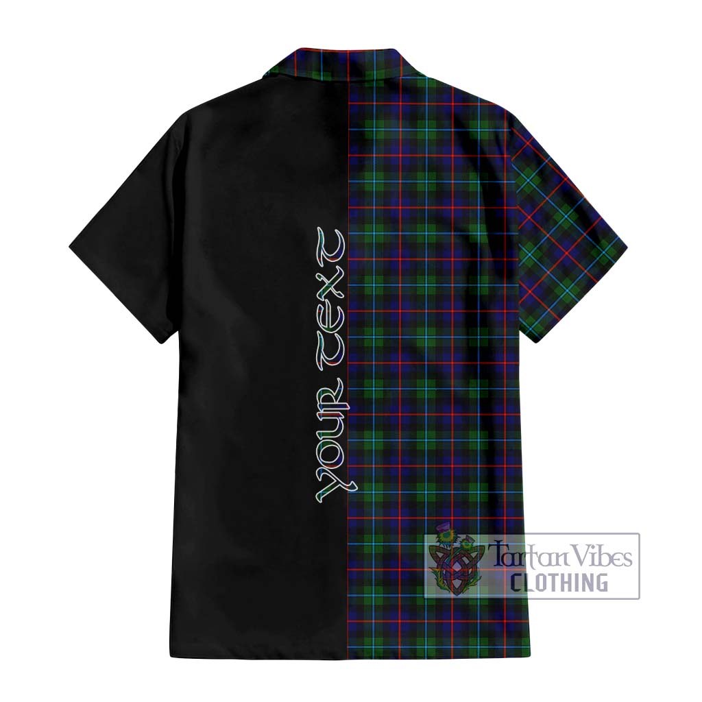 Tartan Vibes Clothing Campbell of Cawdor Modern Tartan Short Sleeve Button Shirt with Family Crest and Half Of Me Style