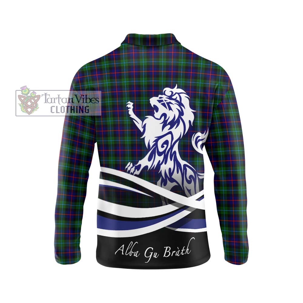 Tartan Vibes Clothing Campbell of Cawdor Modern Tartan Long Sleeve Polo Shirt with Alba Gu Brath Regal Lion Emblem