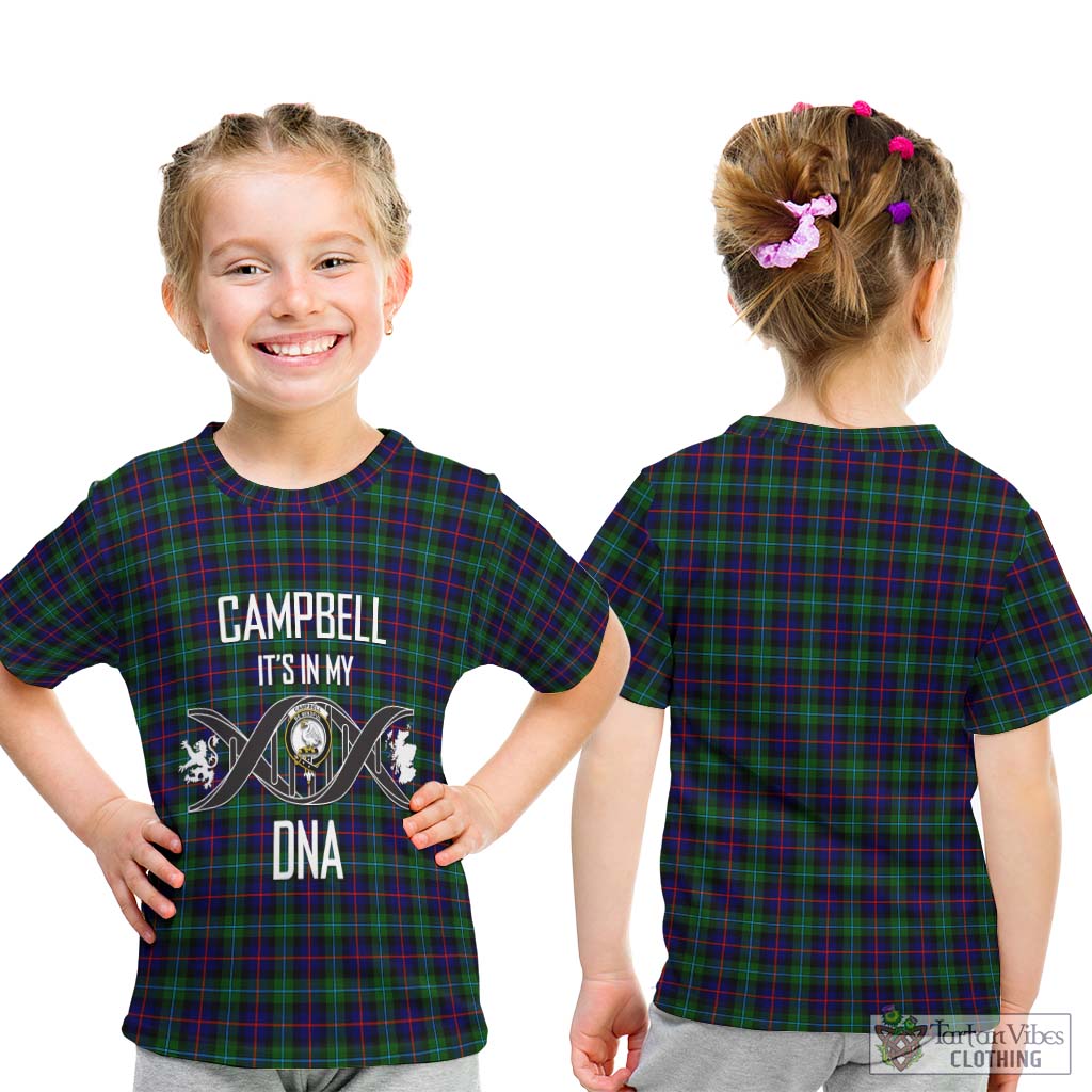 Tartan Vibes Clothing Campbell of Cawdor Modern Tartan Kid T-Shirt with Family Crest DNA In Me Style