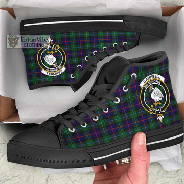 Campbell of Cawdor Modern Tartan High Top Shoes with Family Crest