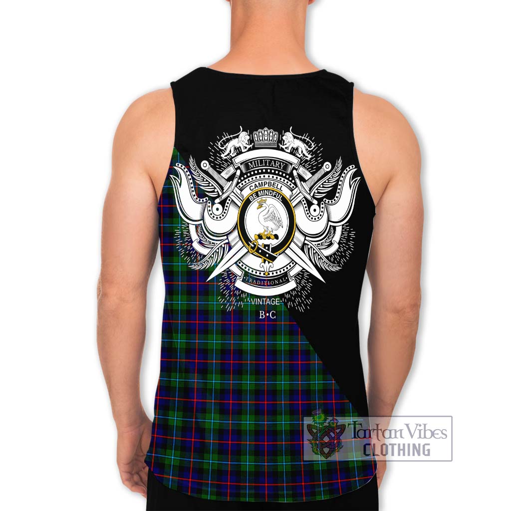 Tartan Vibes Clothing Campbell of Cawdor Modern Tartan Men's Tank Top with Family Crest and Military Logo Style