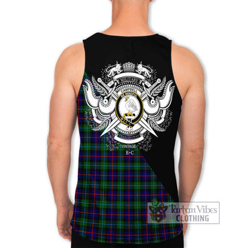 Campbell of Cawdor Modern Tartan Men's Tank Top with Family Crest and Military Logo Style