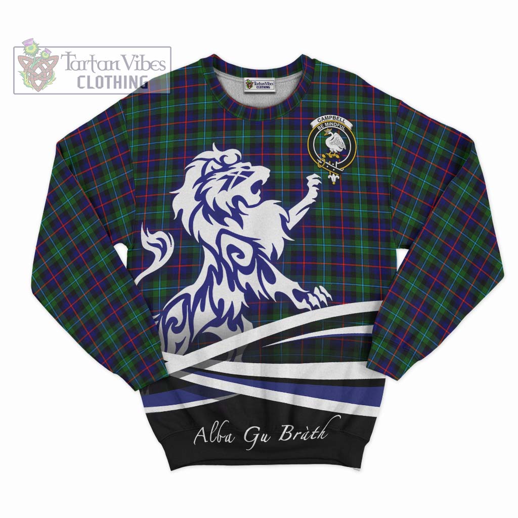 Tartan Vibes Clothing Campbell of Cawdor Modern Tartan Sweatshirt with Alba Gu Brath Regal Lion Emblem