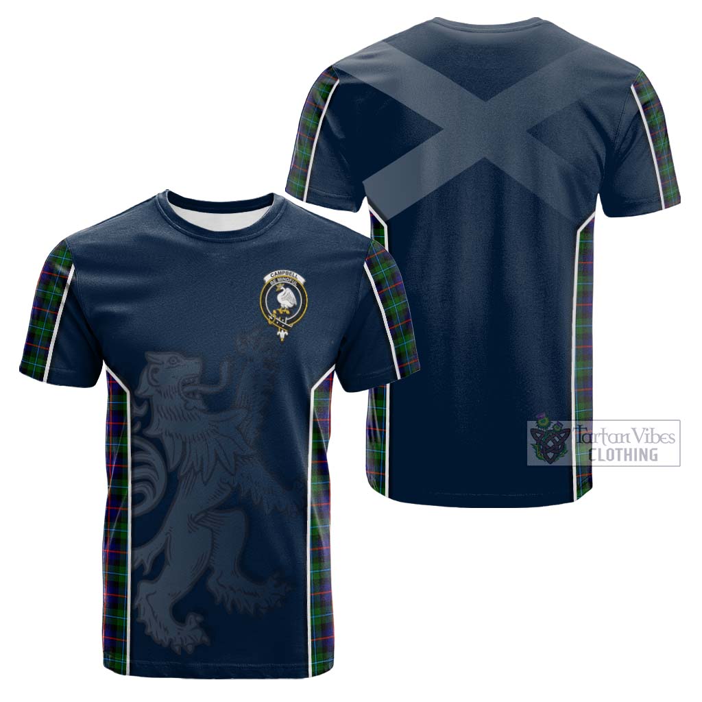 Tartan Vibes Clothing Campbell of Cawdor Modern Tartan Cotton T-shirt with Family Crest and Lion Rampant Vibes Sport Style