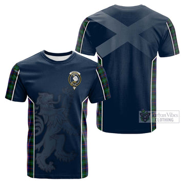 Campbell of Cawdor Modern Tartan Cotton T-shirt with Family Crest and Lion Rampant Vibes Sport Style