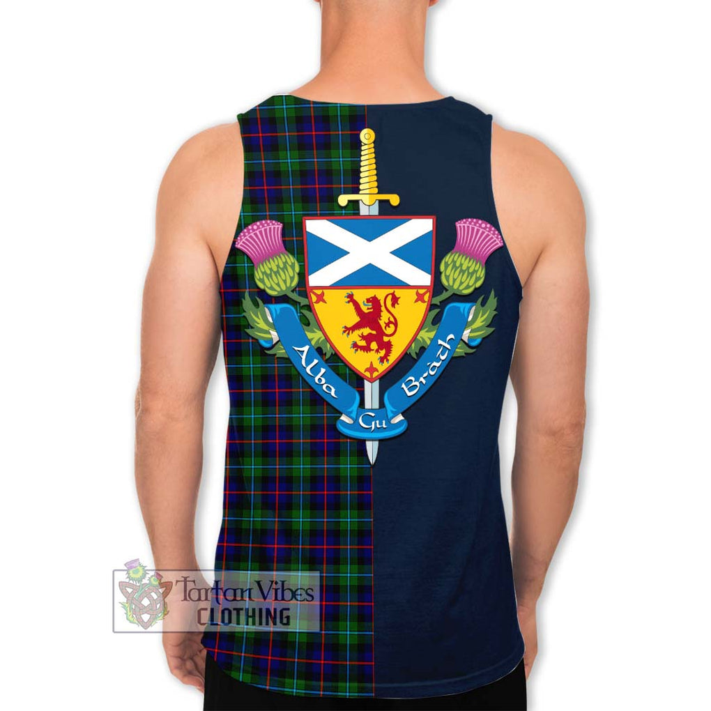 Tartan Vibes Clothing Campbell of Cawdor Modern Tartan Men's Tank Top with Scottish Lion Royal Arm Half Style