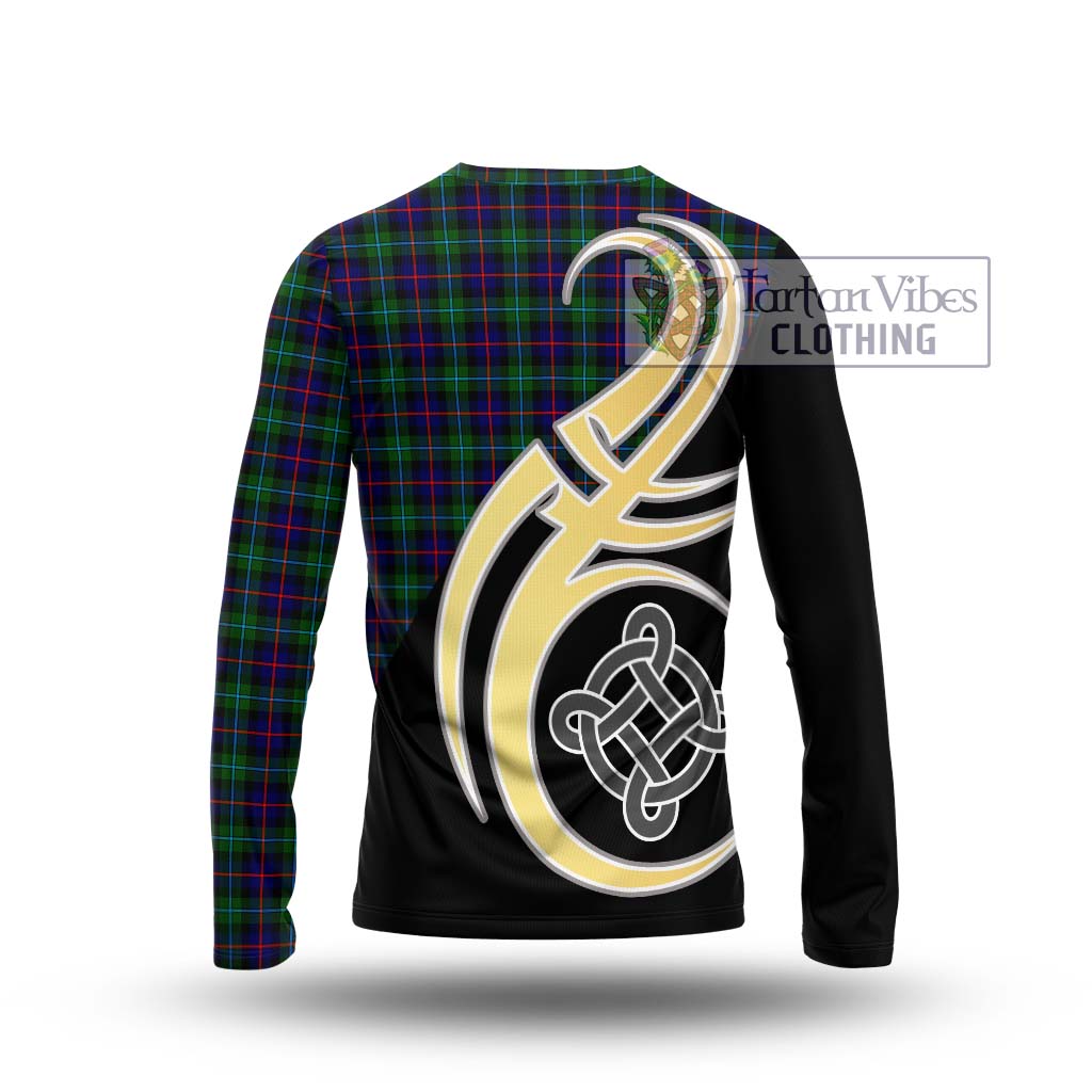 Tartan Vibes Clothing Campbell of Cawdor Modern Tartan Long Sleeve T-Shirt with Family Crest and Celtic Symbol Style