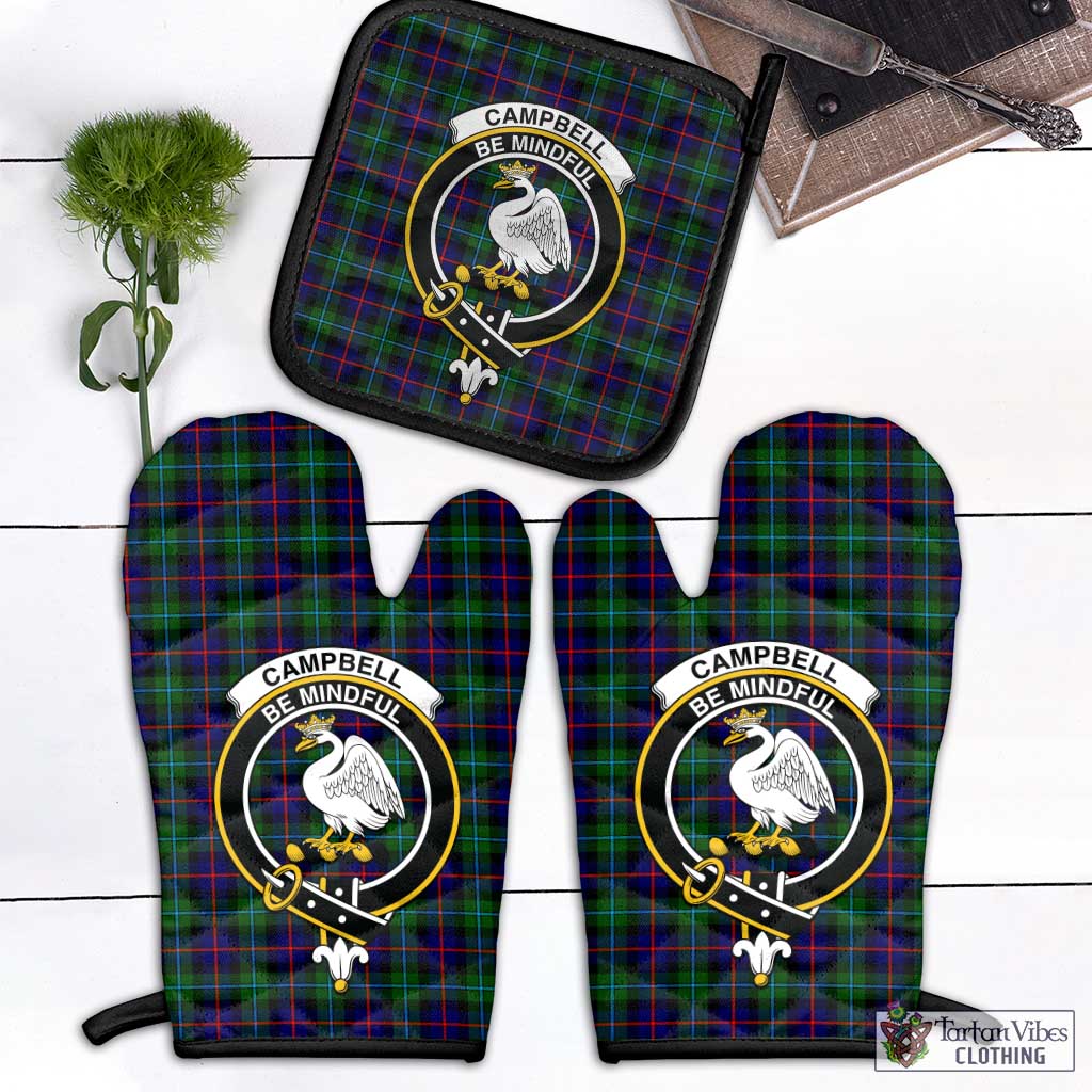 Tartan Vibes Clothing Campbell of Cawdor Modern Tartan Combo Oven Mitt & Pot-Holder with Family Crest