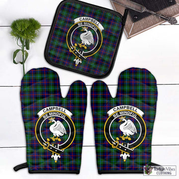 Campbell of Cawdor Modern Tartan Combo Oven Mitt & Pot-Holder with Family Crest