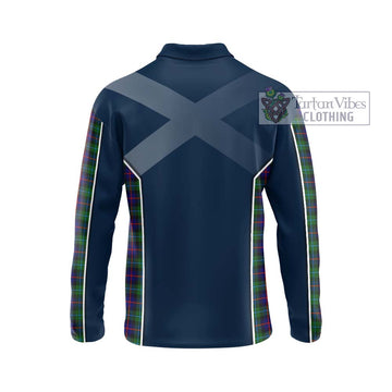 Campbell of Cawdor Modern Tartan Long Sleeve Polo Shirt with Family Crest and Lion Rampant Vibes Sport Style