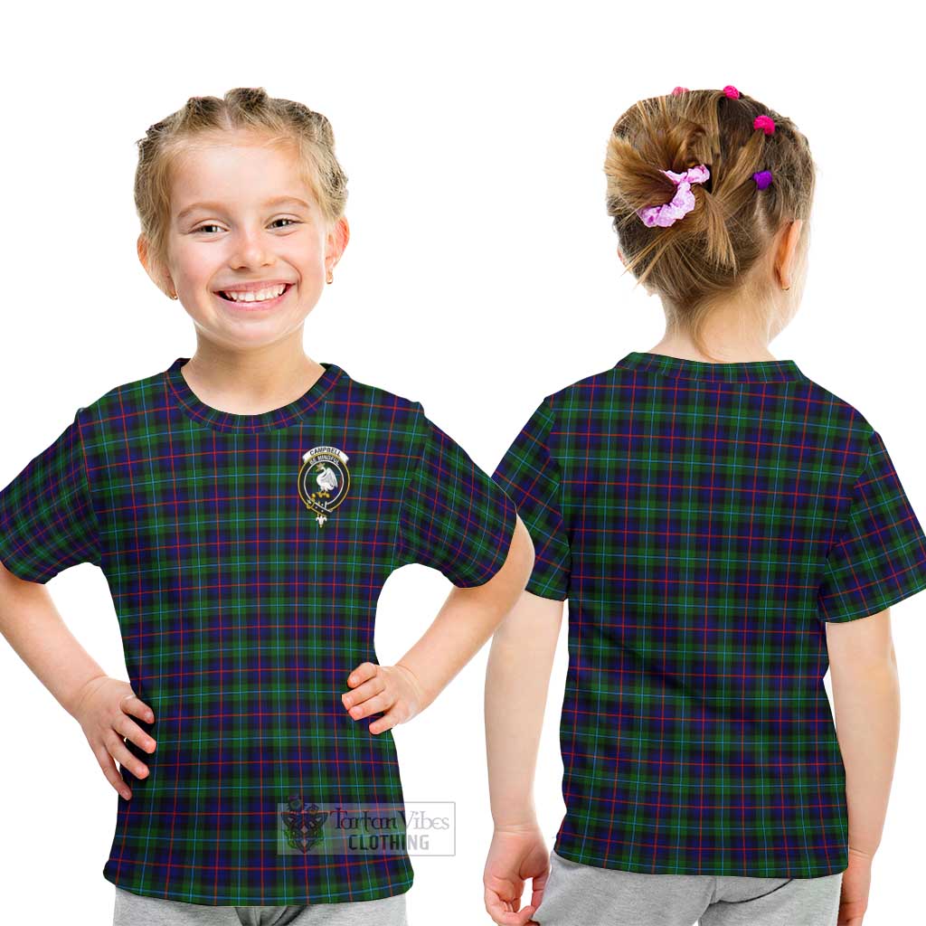 Tartan Vibes Clothing Campbell of Cawdor Modern Tartan Kid T-Shirt with Family Crest