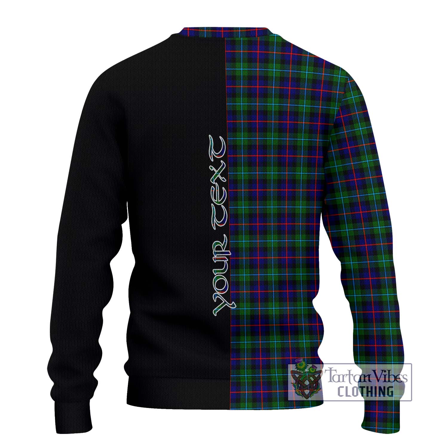 Tartan Vibes Clothing Campbell of Cawdor Modern Tartan Knitted Sweater with Family Crest and Half Of Me Style