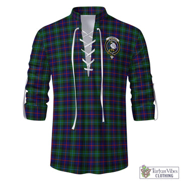 Campbell of Cawdor Modern Tartan Men's Scottish Traditional Jacobite Ghillie Kilt Shirt with Family Crest