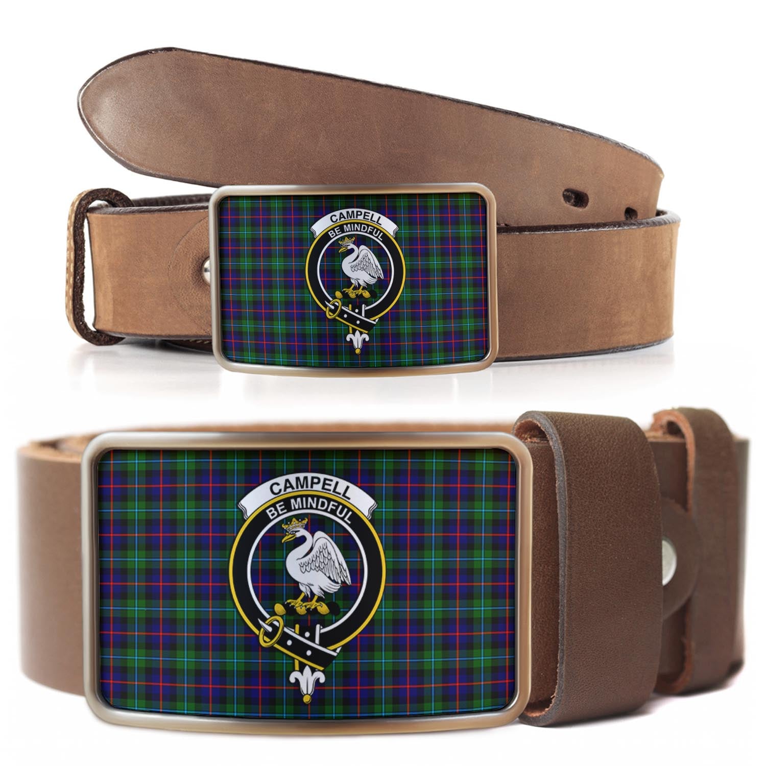 Campbell of Cawdor Modern Tartan Belt Buckles with Family Crest - Tartanvibesclothing