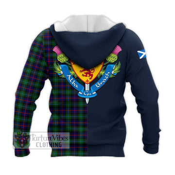 Campbell of Cawdor Modern Tartan Knitted Hoodie with Scottish Lion Royal Arm Half Style