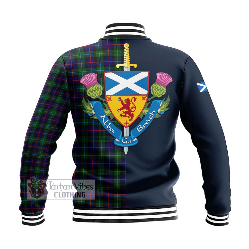 Tartan Vibes Clothing Campbell of Cawdor Modern Tartan Baseball Jacket with Scottish Lion Royal Arm Half Style