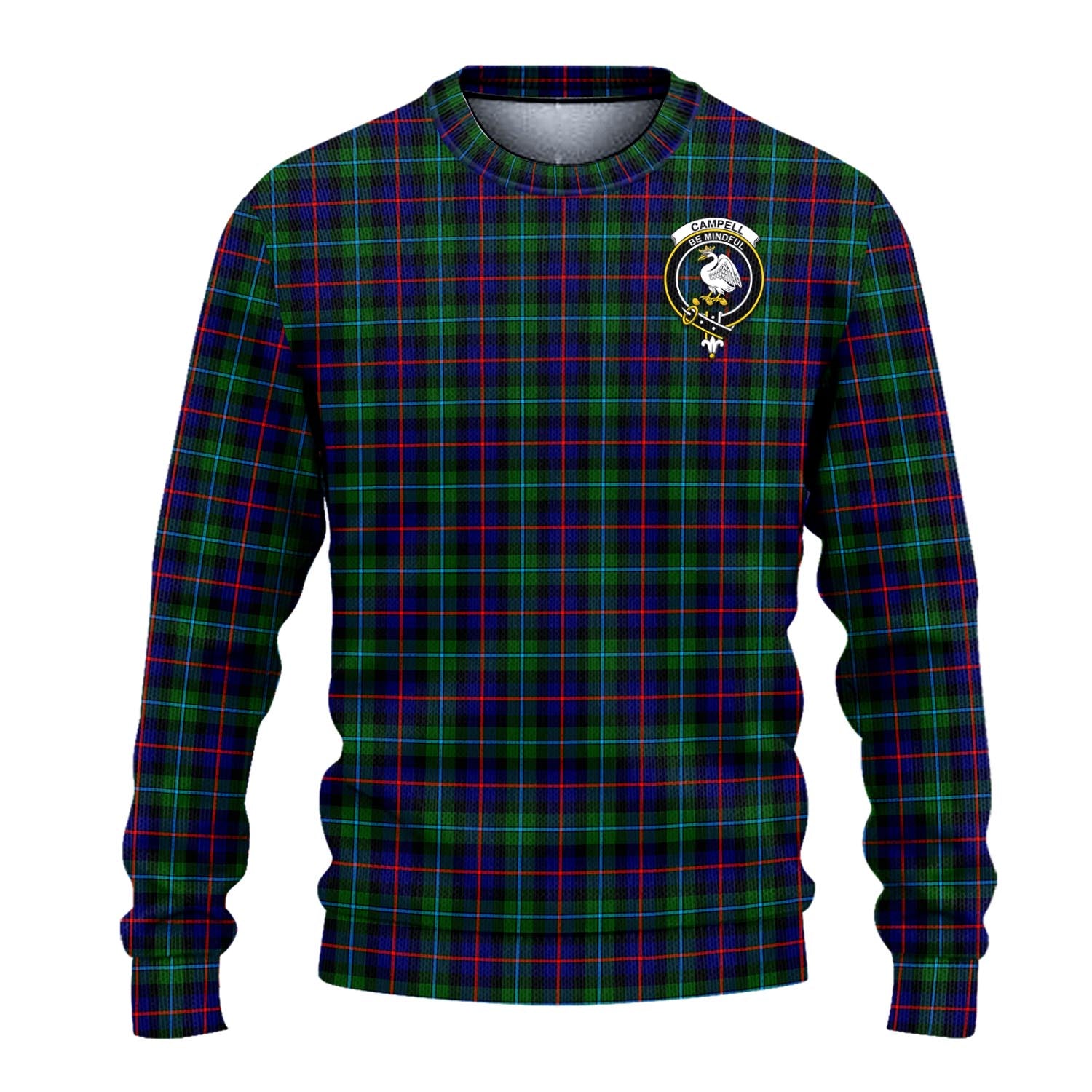 Campbell of Cawdor Modern Tartan Knitted Sweater with Family Crest - Tartanvibesclothing