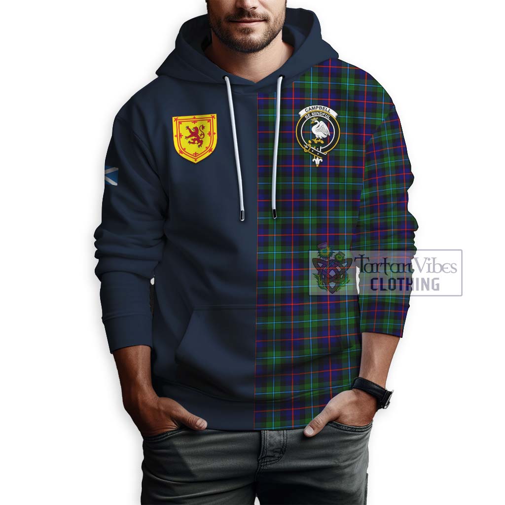 Tartan Vibes Clothing Campbell of Cawdor Modern Tartan Hoodie with Scottish Lion Royal Arm Half Style