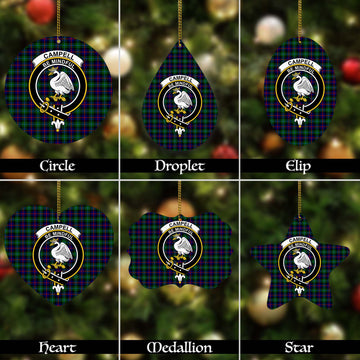 Campbell of Cawdor Modern Tartan Christmas Ornaments with Family Crest