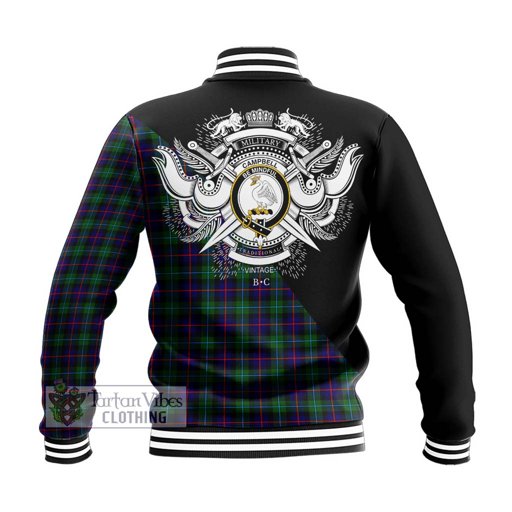 Tartan Vibes Clothing Campbell of Cawdor Modern Tartan Baseball Jacket with Family Crest and Military Logo Style