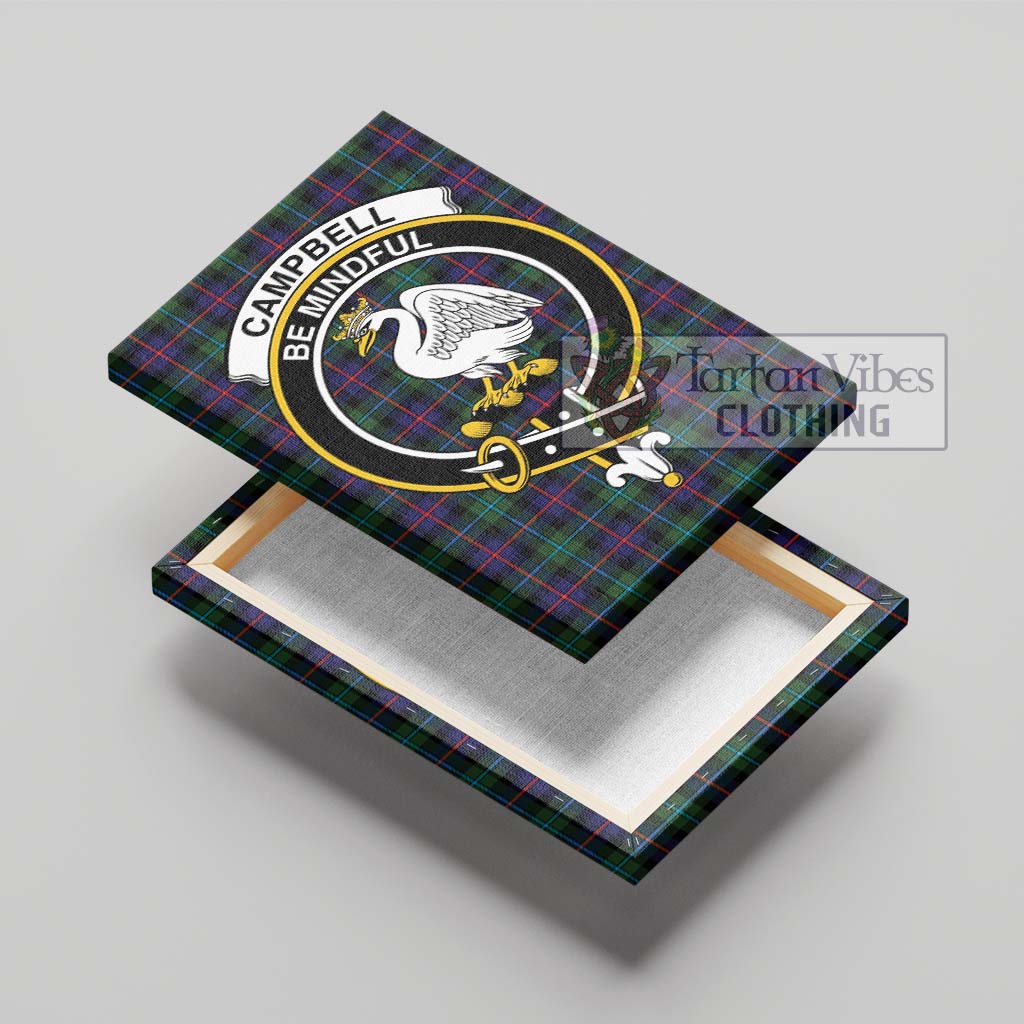 Tartan Vibes Clothing Campbell of Cawdor Modern Tartan Canvas Print Wall Art with Family Crest