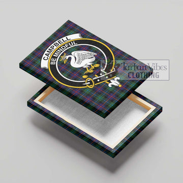 Campbell of Cawdor Modern Tartan Canvas Print Wall Art with Family Crest