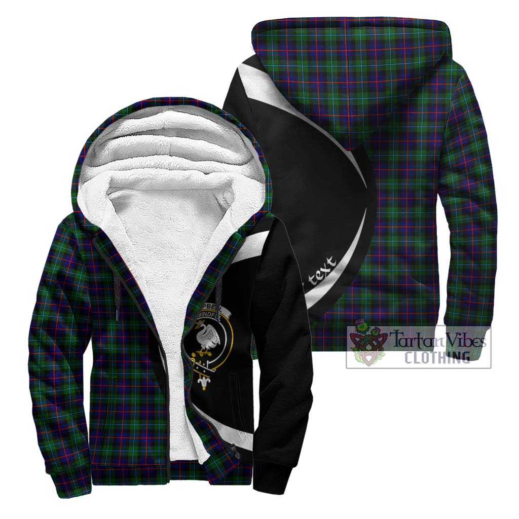 Tartan Vibes Clothing Campbell of Cawdor Modern Tartan Sherpa Hoodie with Family Crest Circle Style