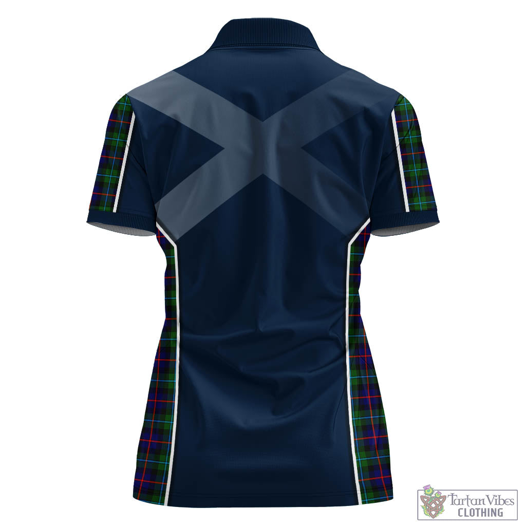 Campbell of Cawdor Modern Tartan Women's Polo Shirt with Family Crest and Lion Rampant Vibes Sport Style - Tartan Vibes Clothing