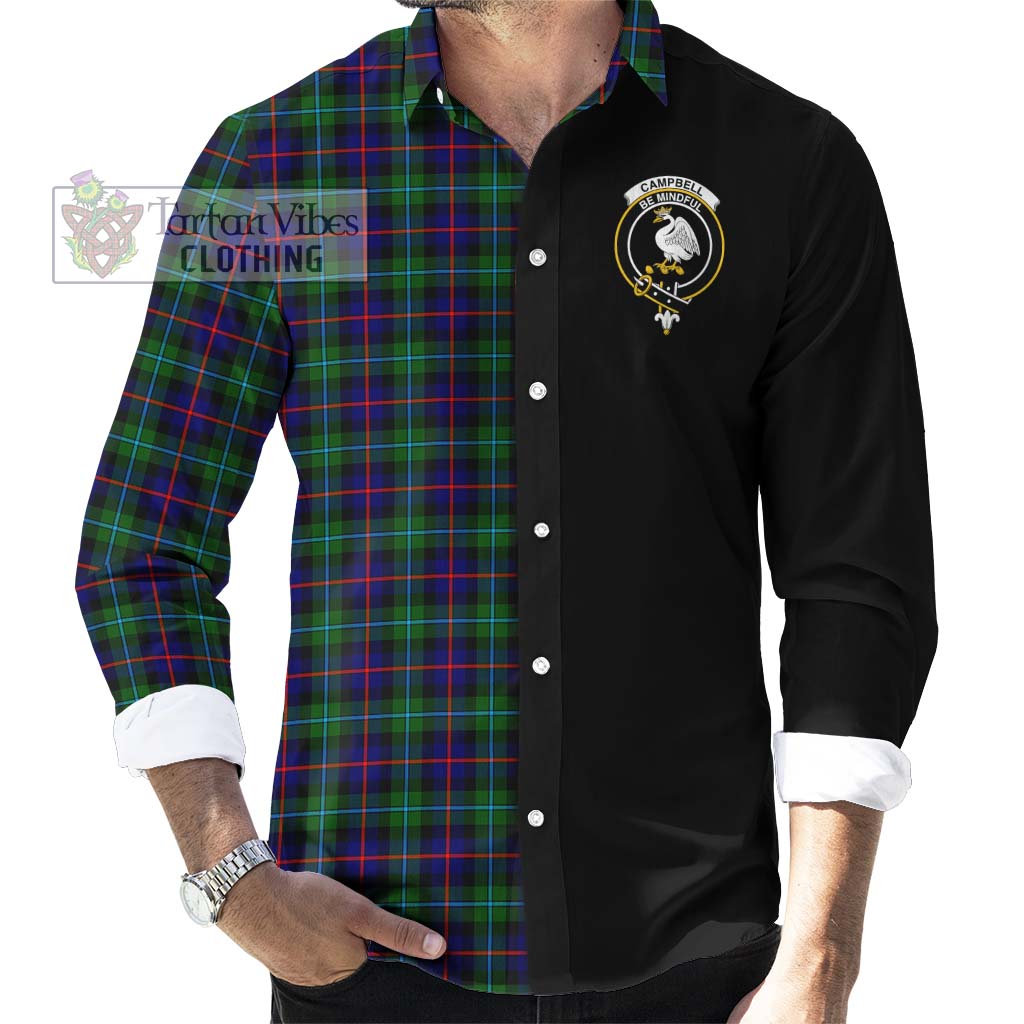 Tartan Vibes Clothing Campbell of Cawdor Modern Tartan Long Sleeve Button Shirt with Family Crest and Half Of Me Style