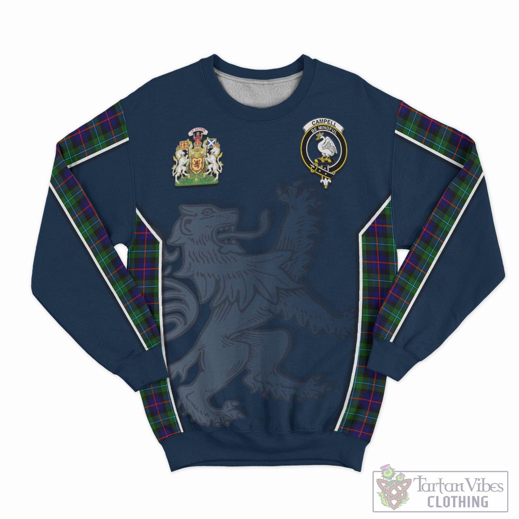 Tartan Vibes Clothing Campbell of Cawdor Modern Tartan Sweater with Family Crest and Lion Rampant Vibes Sport Style