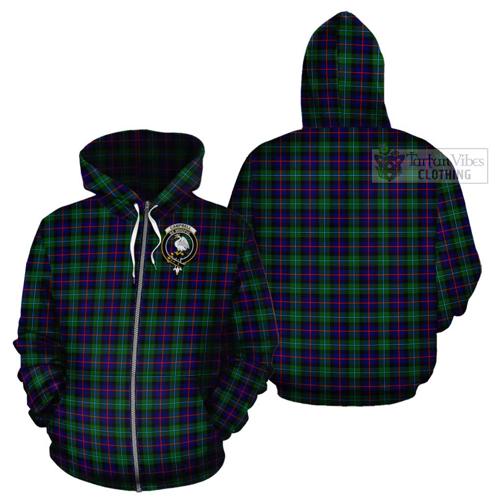 Tartan Vibes Clothing Campbell of Cawdor Modern Tartan Cotton Hoodie with Family Crest