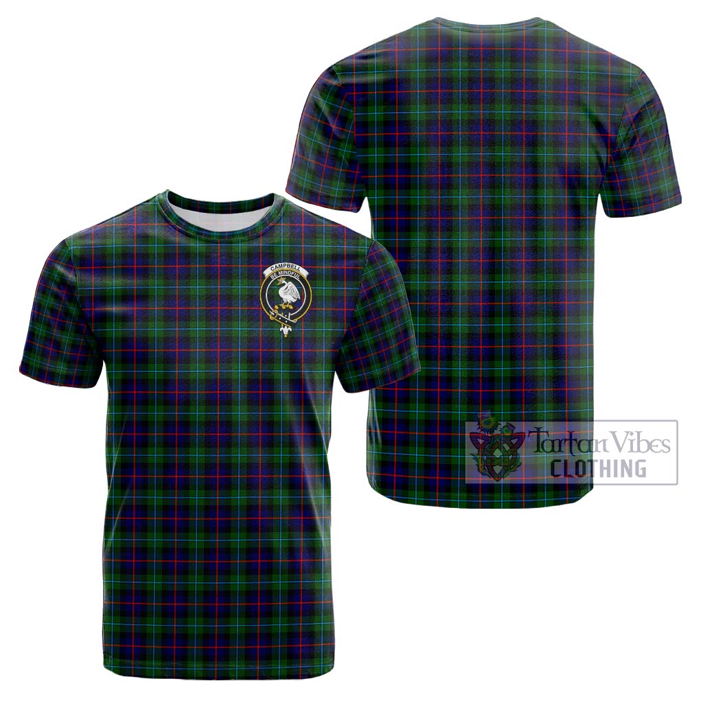 Tartan Vibes Clothing Campbell of Cawdor Modern Tartan Cotton T-Shirt with Family Crest