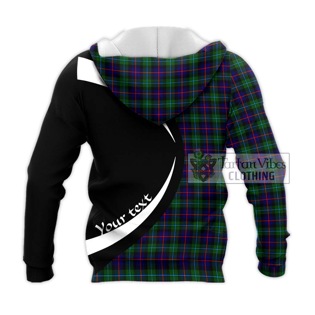 Tartan Vibes Clothing Campbell of Cawdor Modern Tartan Knitted Hoodie with Family Crest Circle Style