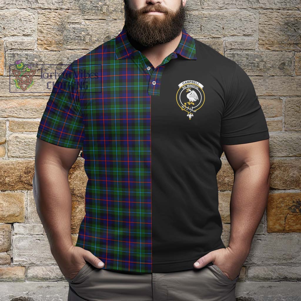 Tartan Vibes Clothing Campbell of Cawdor Modern Tartan Polo Shirt with Family Crest and Half Of Me Style