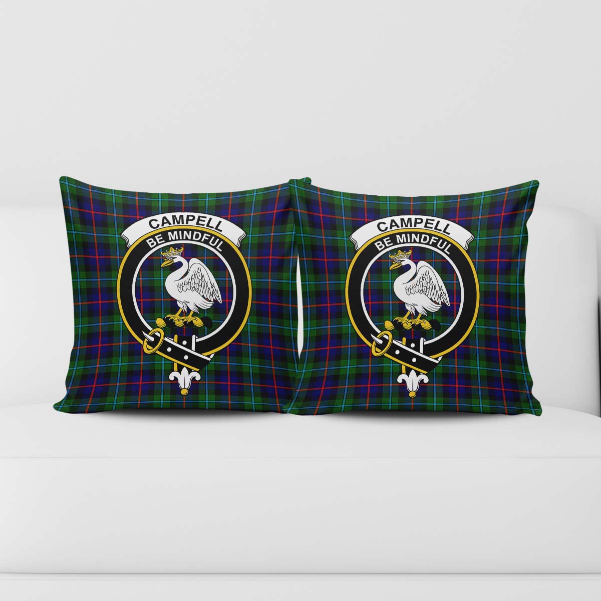 Campbell of Cawdor Modern Tartan Pillow Cover with Family Crest - Tartanvibesclothing