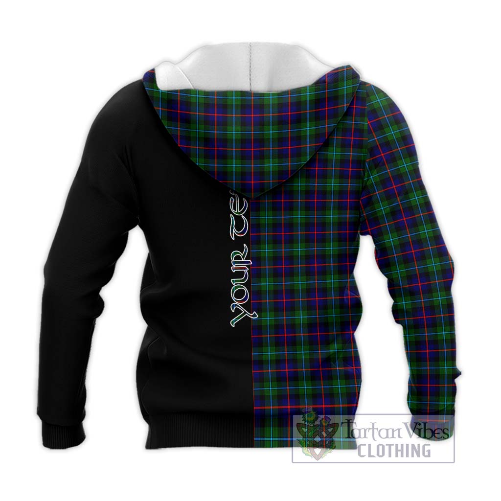 Tartan Vibes Clothing Campbell of Cawdor Modern Tartan Knitted Hoodie with Family Crest and Half Of Me Style