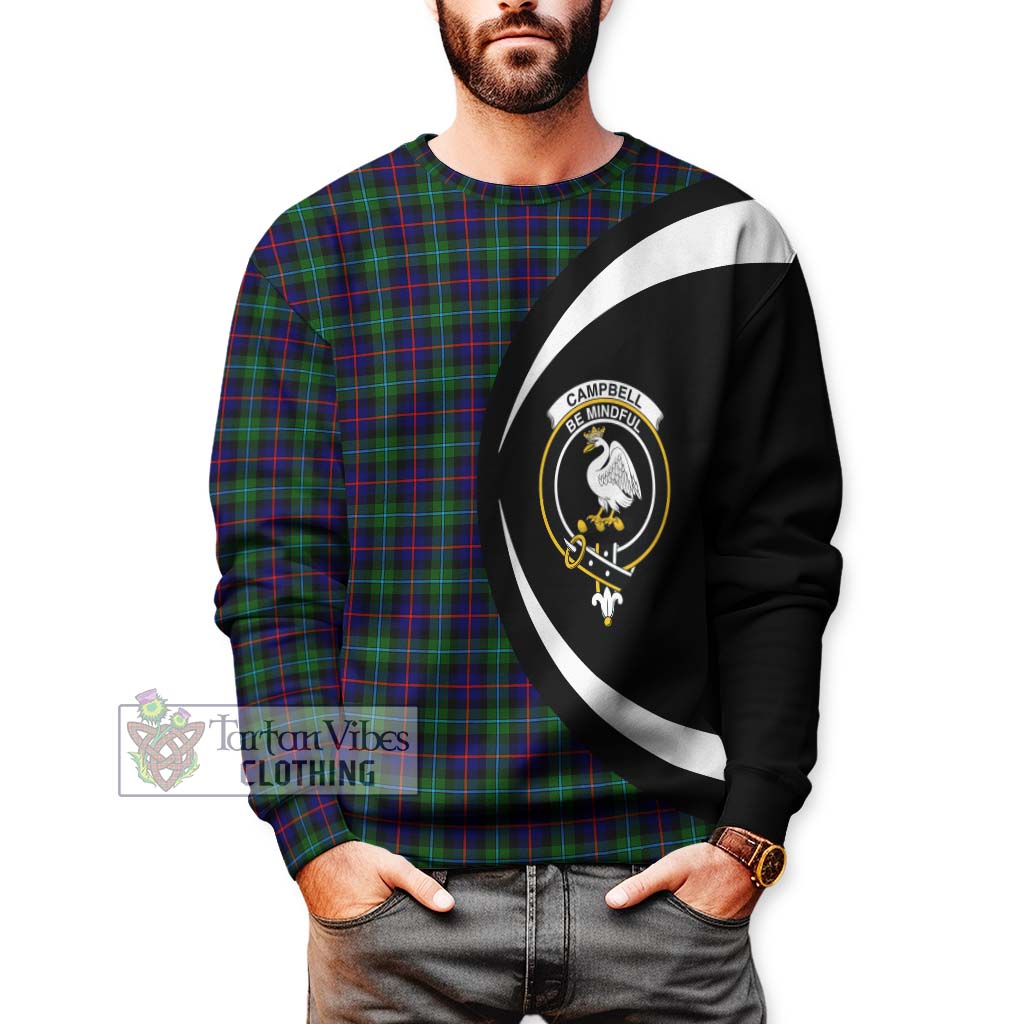 Tartan Vibes Clothing Campbell of Cawdor Modern Tartan Sweatshirt with Family Crest Circle Style